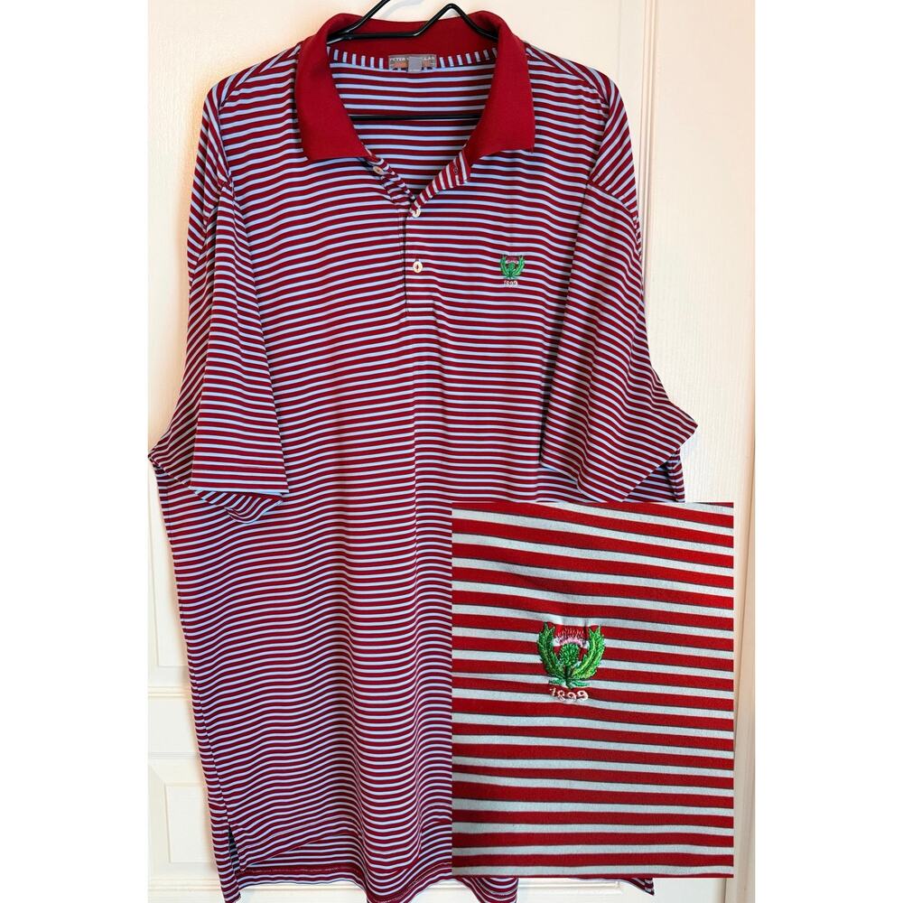 Peter Millar Summer Comfort XXL Polo Garden City Golf Club 1899 Crest Red Stripe